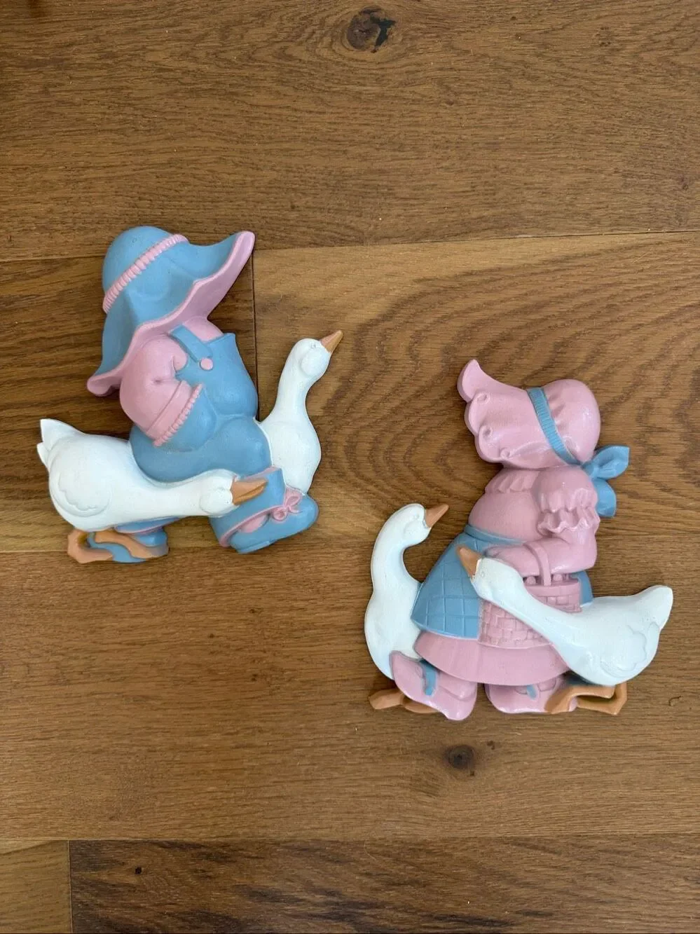 Vintage 80s Burwood Country Cottage Cottagecore Goose Boy Girl Wall Hangings